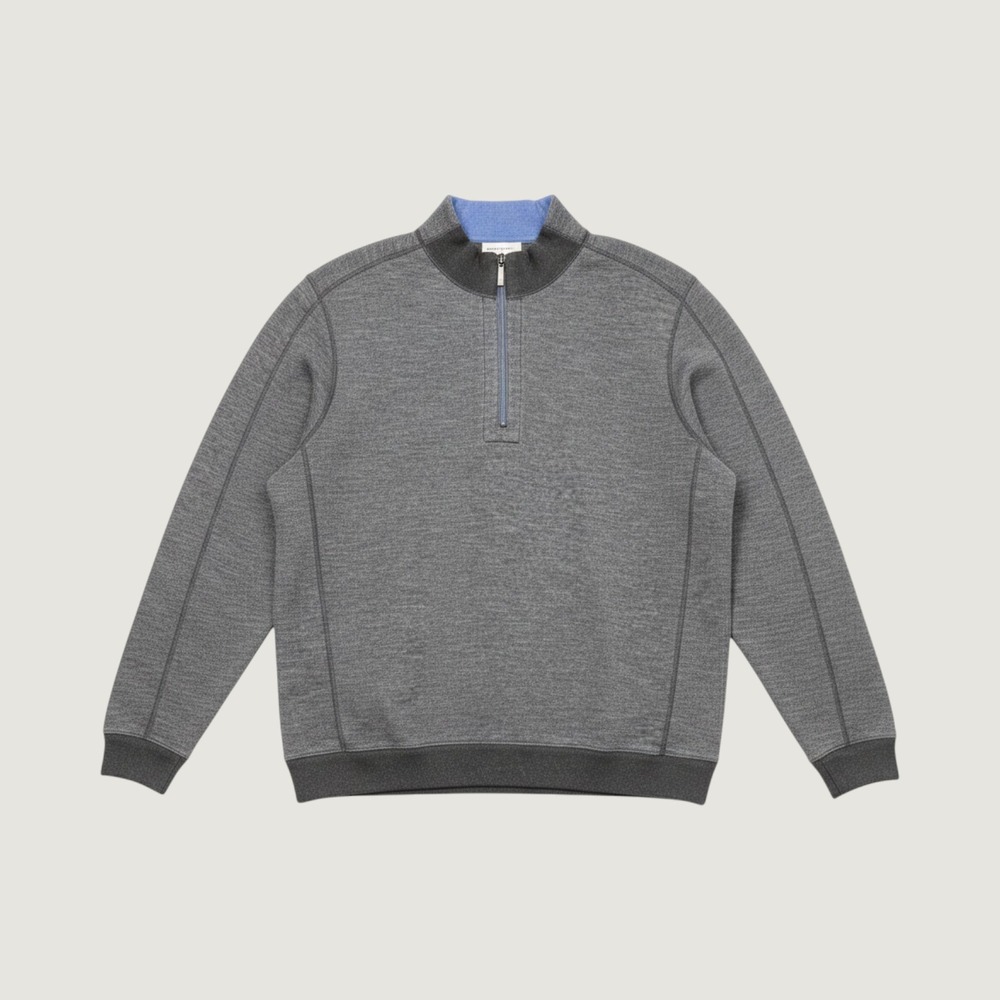 Tommy Bahama‎ Reversible Quarter Zip Pullover Men's Gray Blue Cotton Lyocell XL